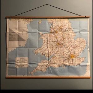 Vintage Midcentury Map of Great Britain
